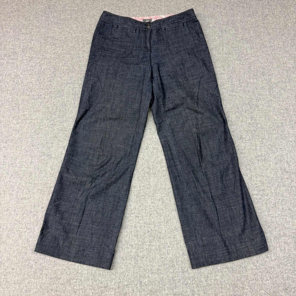 J. Jill Wide Leg Trousers Size 4 Dark Blue Denim Look Casual Professional Pants